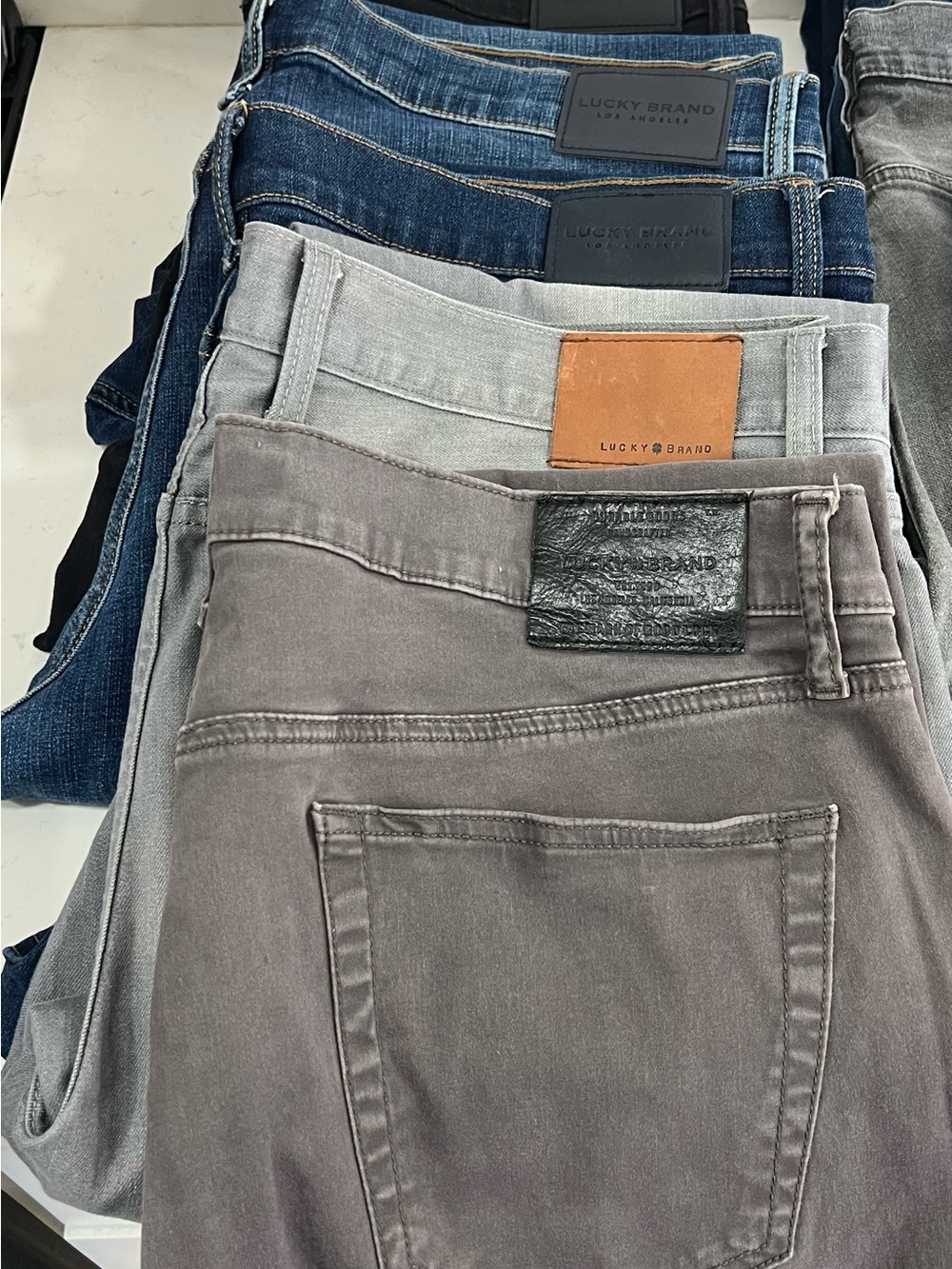 Lucky Brand Men's Gray and Light Gray Slim-Straight Jeans
